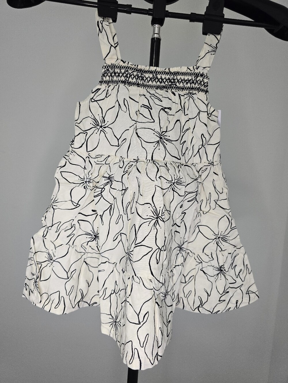 Carter's Toddler Girls Floral Tiered Dress Size 3T Cream Black Sleeveless Summer